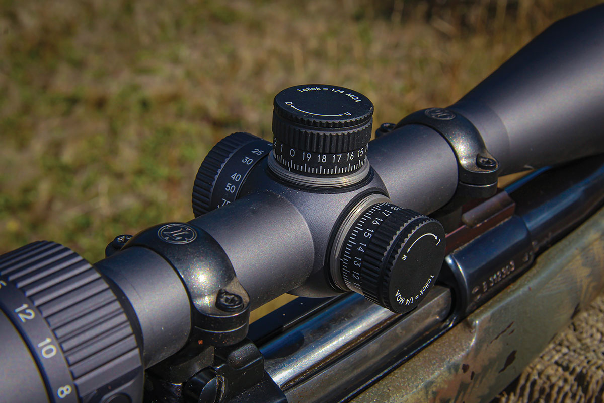 With the threaded aluminum caps removed, Tract’s TORIC UHD 1-inch riflescope turrets function like an exposed-turret system, including toolless  return to zero and precise 1⁄4-MOA movements.